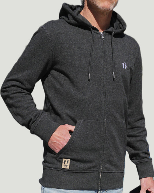 Hang Ten Icon Zip Hoodie - Dark heather gray