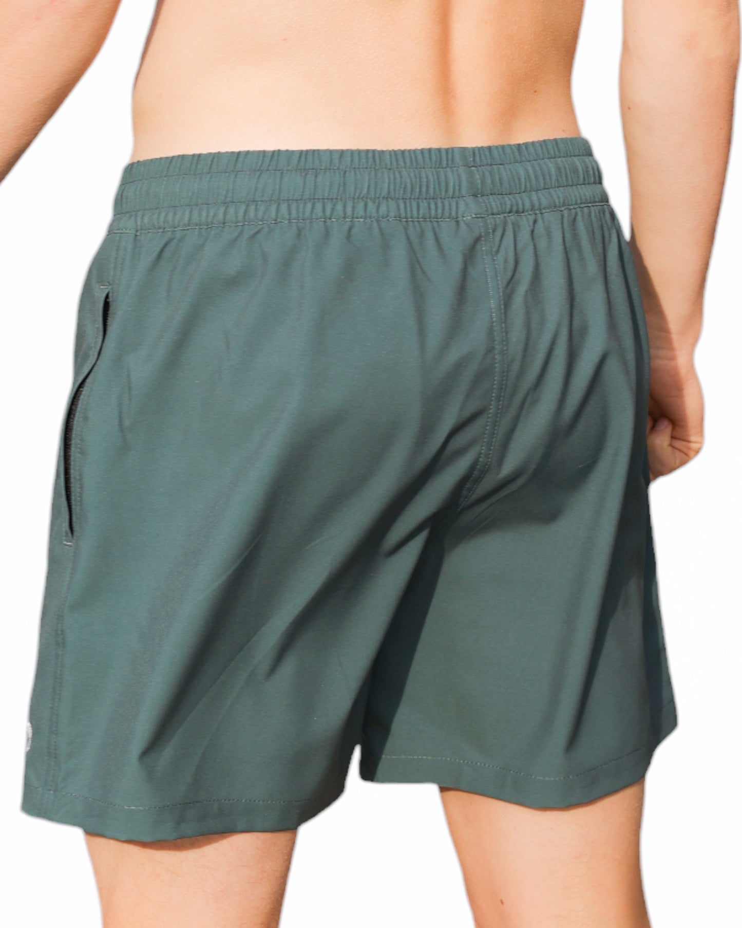 Swim hybrid shorts with inner tights - Green kahki