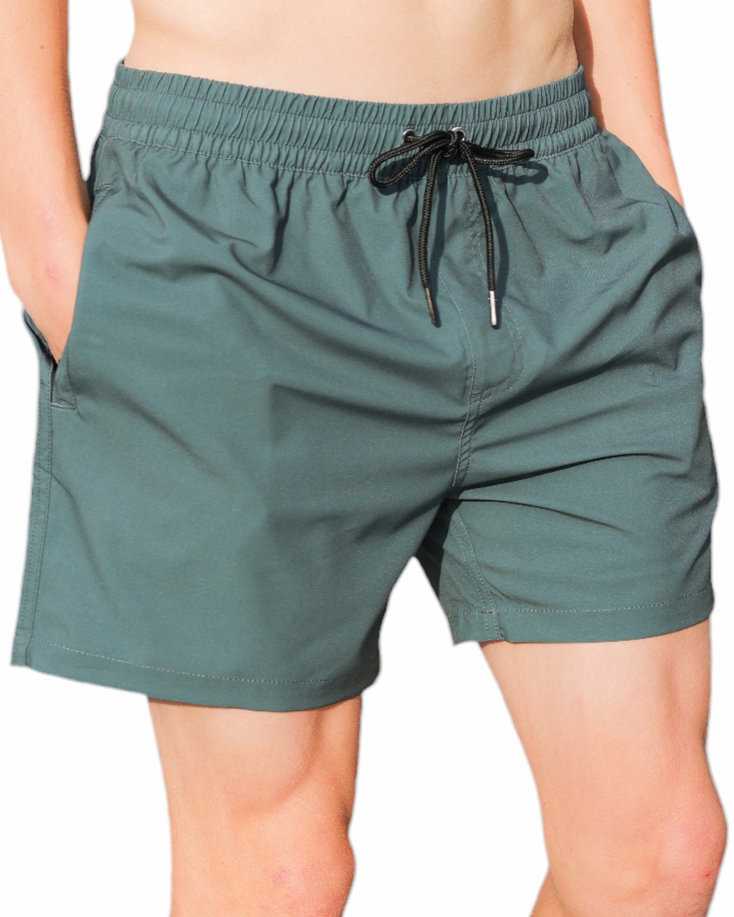 Swim hybrid shorts with inner tights - Green kahki