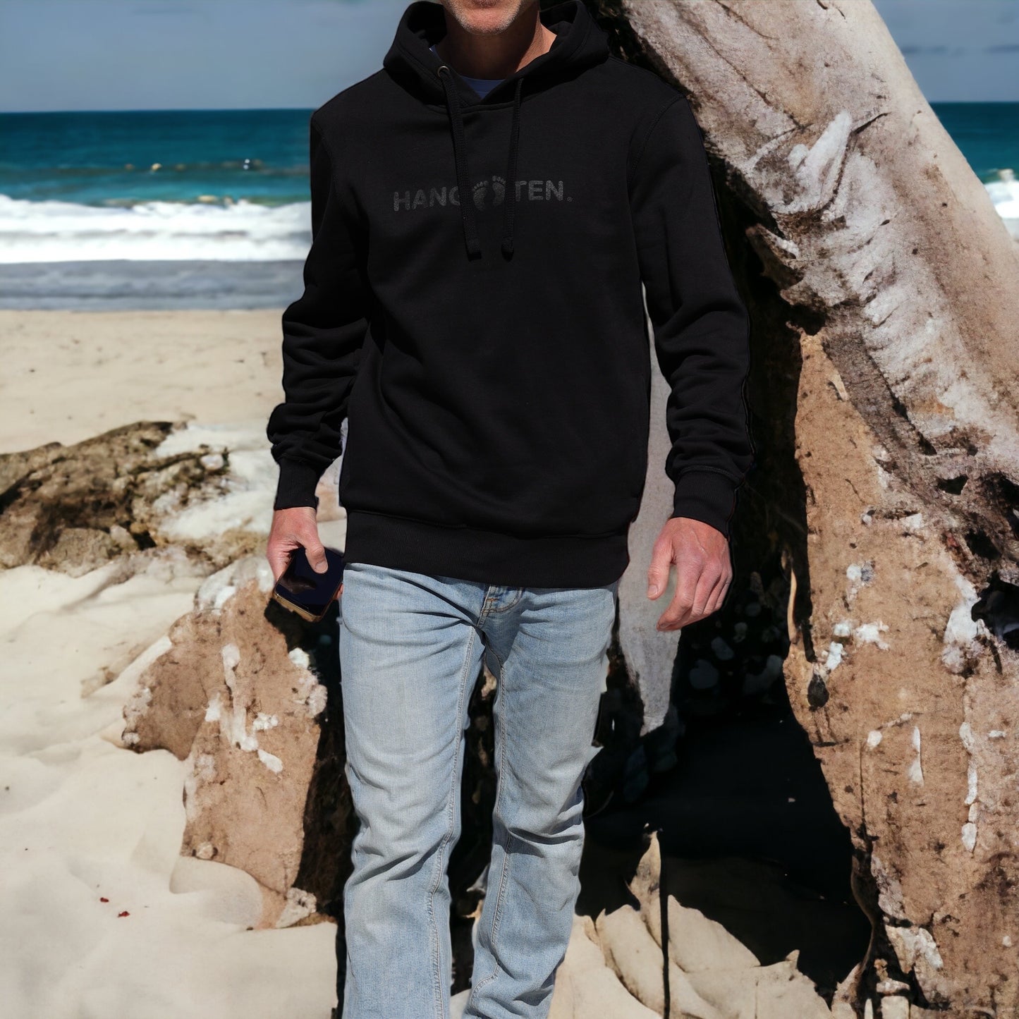 Hang Ten Classic Logo Kapuzenpullover – Schwarz