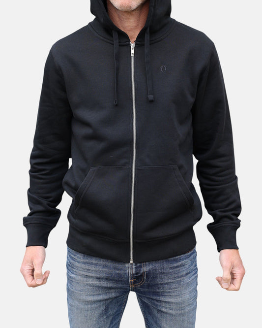 Zip Organic Cotton Hoodie - Black - HuvtröjorHang Ten