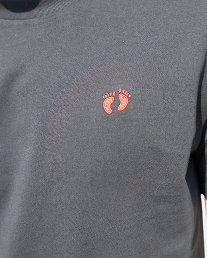 T-Shirt mit Icon-Logo aus 100 % Bio-Baumwolle – Schwarz