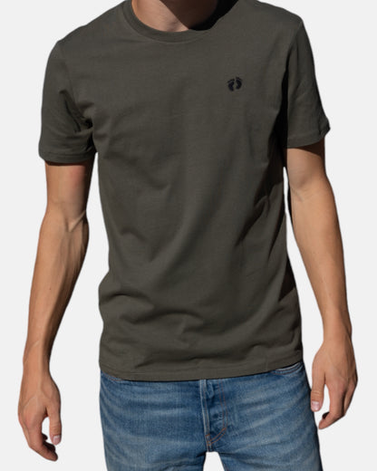 T-Shirt mit Icon-Logo aus 100 % Bio-Baumwolle – Grünes Khaki