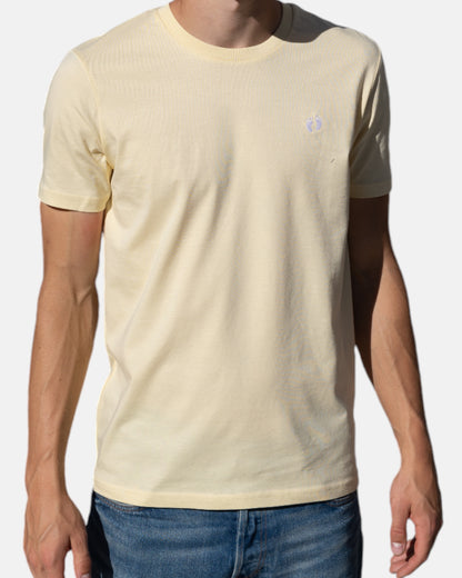 T-Shirt mit Icon-Logo aus 100 % Bio-Baumwolle – Hellgelb