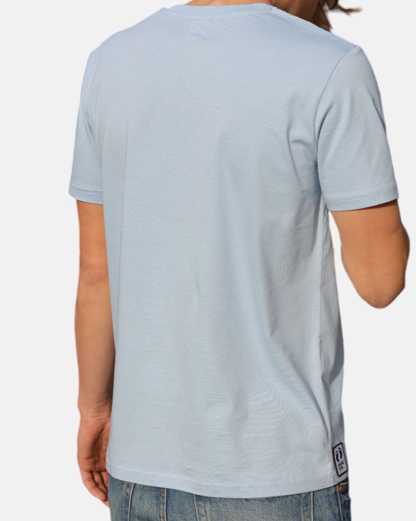 T-Shirt mit Icon-Logo aus 100 % Bio-Baumwolle – Himmelblau