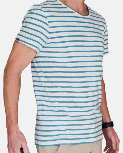 Hang Ten Gestreiftes T-Shirt – Grün und Weiß