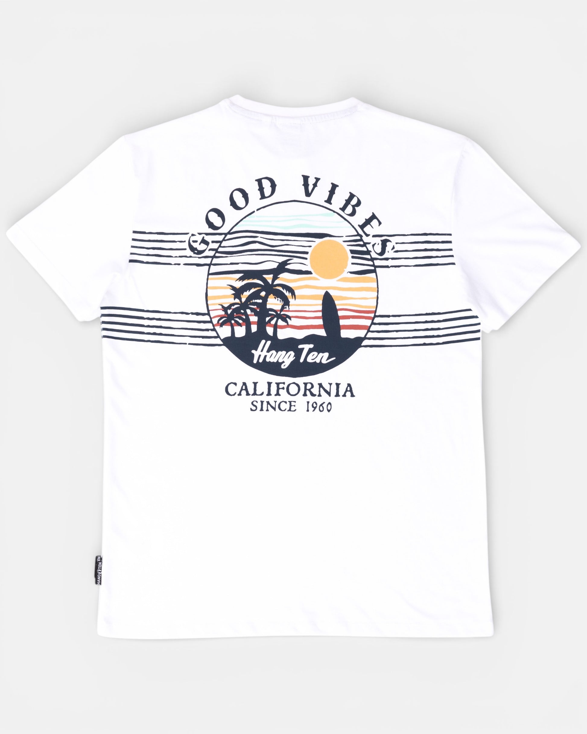 Hang Ten Good Vibes Organic Cotton T-shirt White i 100% ekologisk bomull med klassisk surfstil
