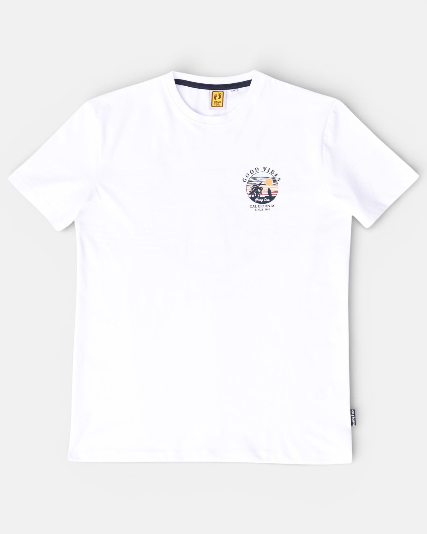 Hang Ten Good Vibes Organic Cotton T-shirt White i 100% ekologisk bomull med klassisk surfstil