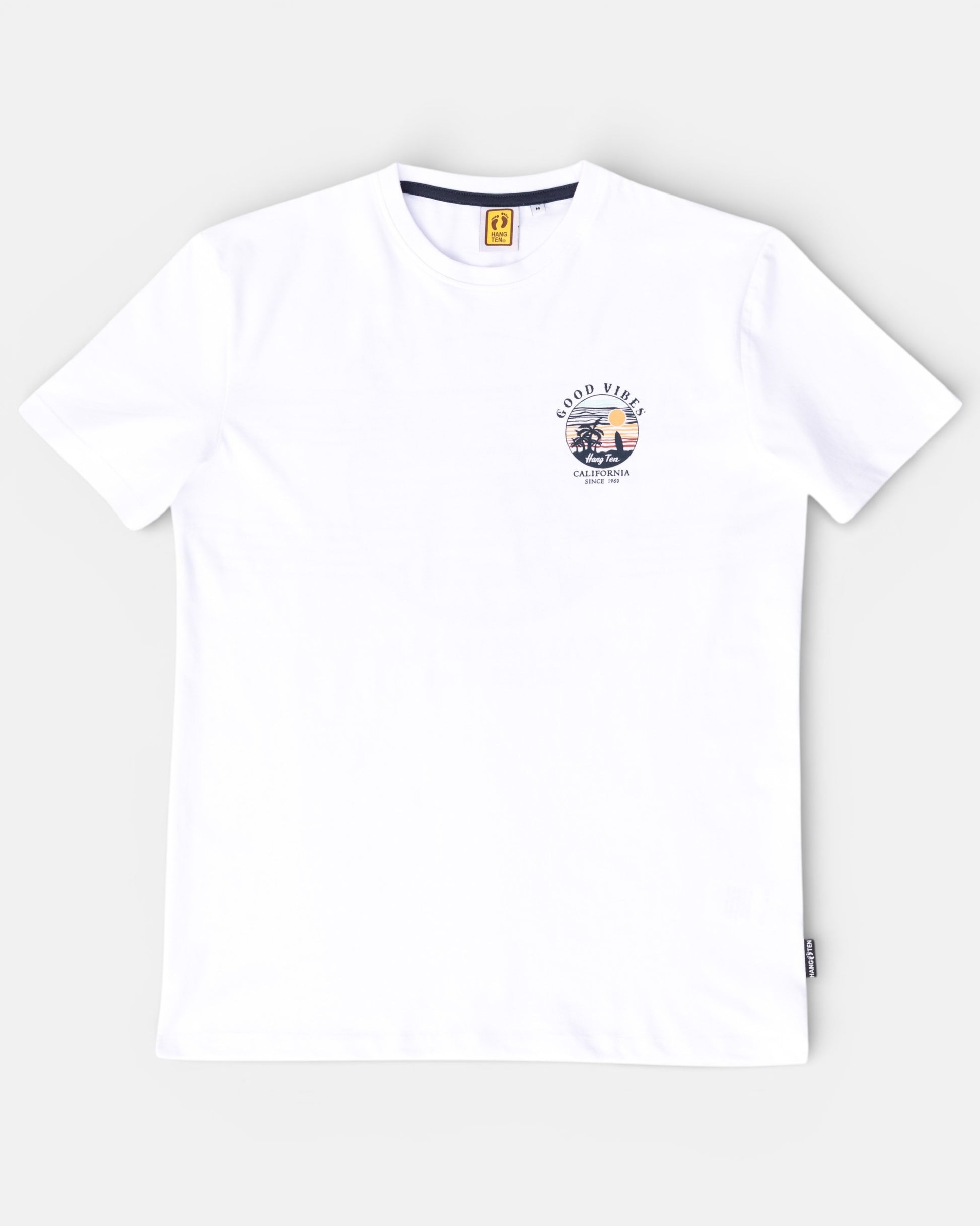 Hang Ten Good Vibes Organic Cotton T-shirt White i 100% ekologisk bomull med klassisk surfstil