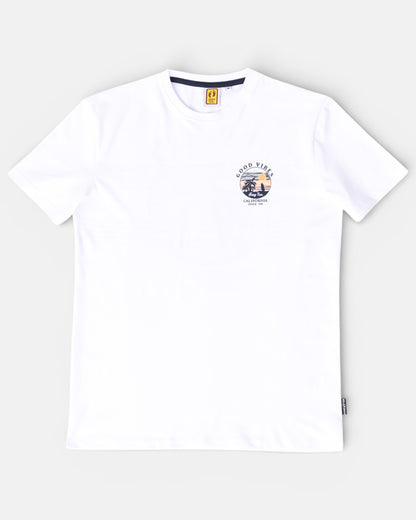 Hang Ten Good Vibes Organic Cotton T-shirt White i 100% ekologisk bomull med klassisk surfstil