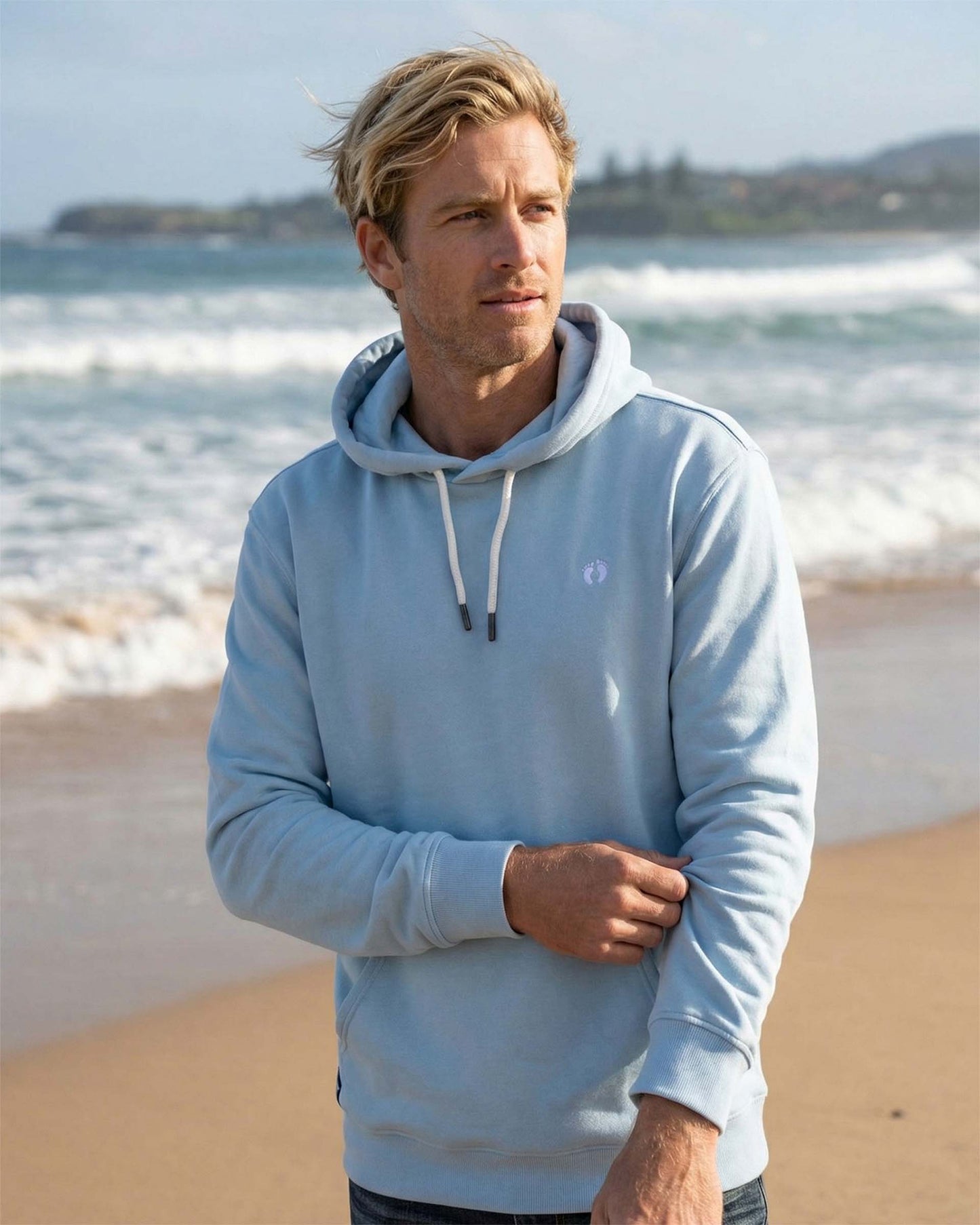 Icon Feet Organic Cotton Hoodie - Powder Blue