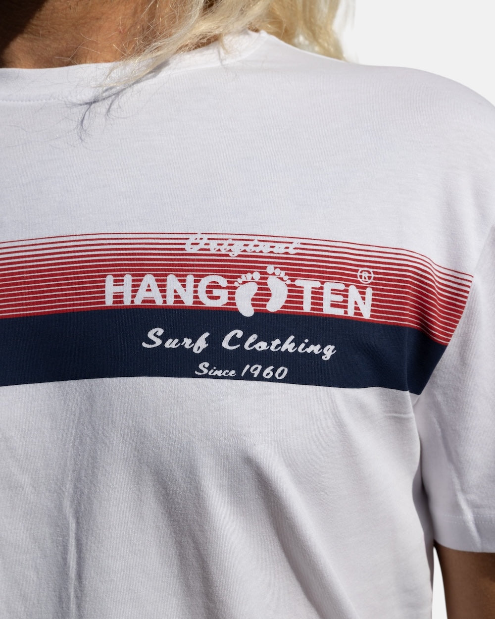 Hang Ten Striped Organic Cotton T-shirt White i 100% ekologisk bomull med klassisk surfstil