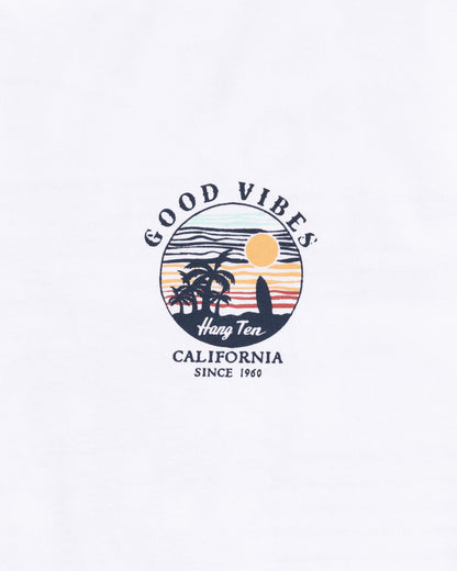 Hang Ten Good Vibes Organic Cotton T-shirt White i 100% ekologisk bomull med klassisk surfstil