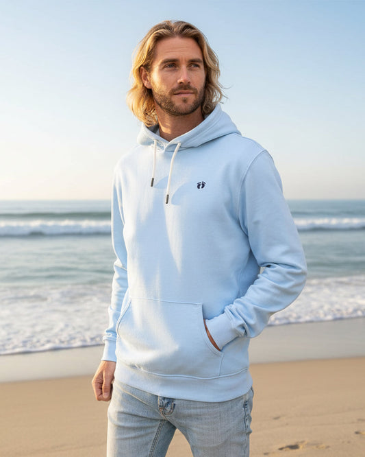 Good Vibes Retro Organic Cotton Hoodie - Powder Blue