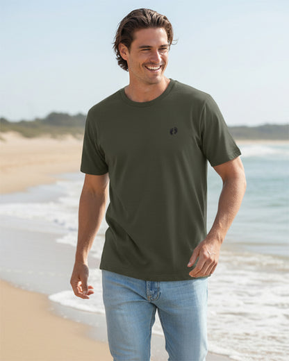 Hang Ten Icon T-shirt Khaki i 100% ekologisk bomull med broderad logga