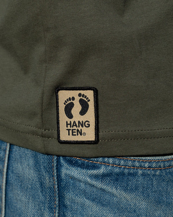 Hang Ten Icon T-shirt Khaki i 100% ekologisk bomull med broderad logga