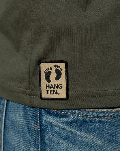 Hang Ten Icon T-shirt Khaki i 100% ekologisk bomull med broderad logga