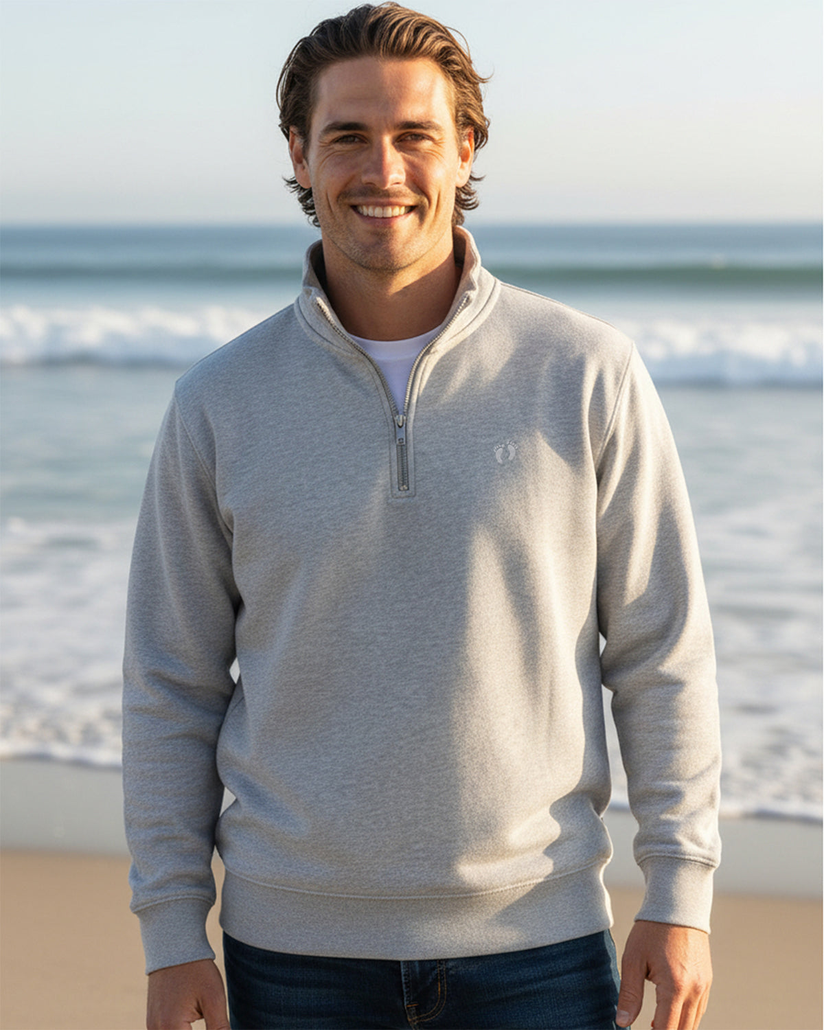 Quarter Zip Sweatshirt - Heather Grey M