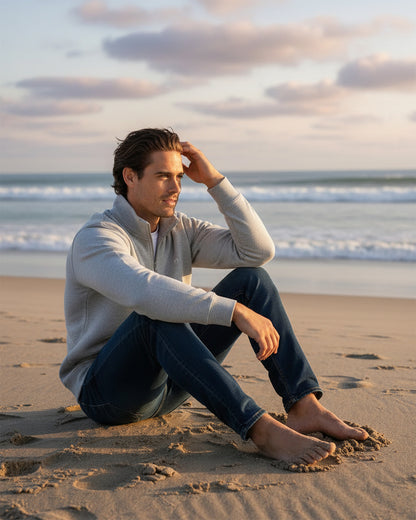 Quarter Zip Sweatshirt - Heather Grey M