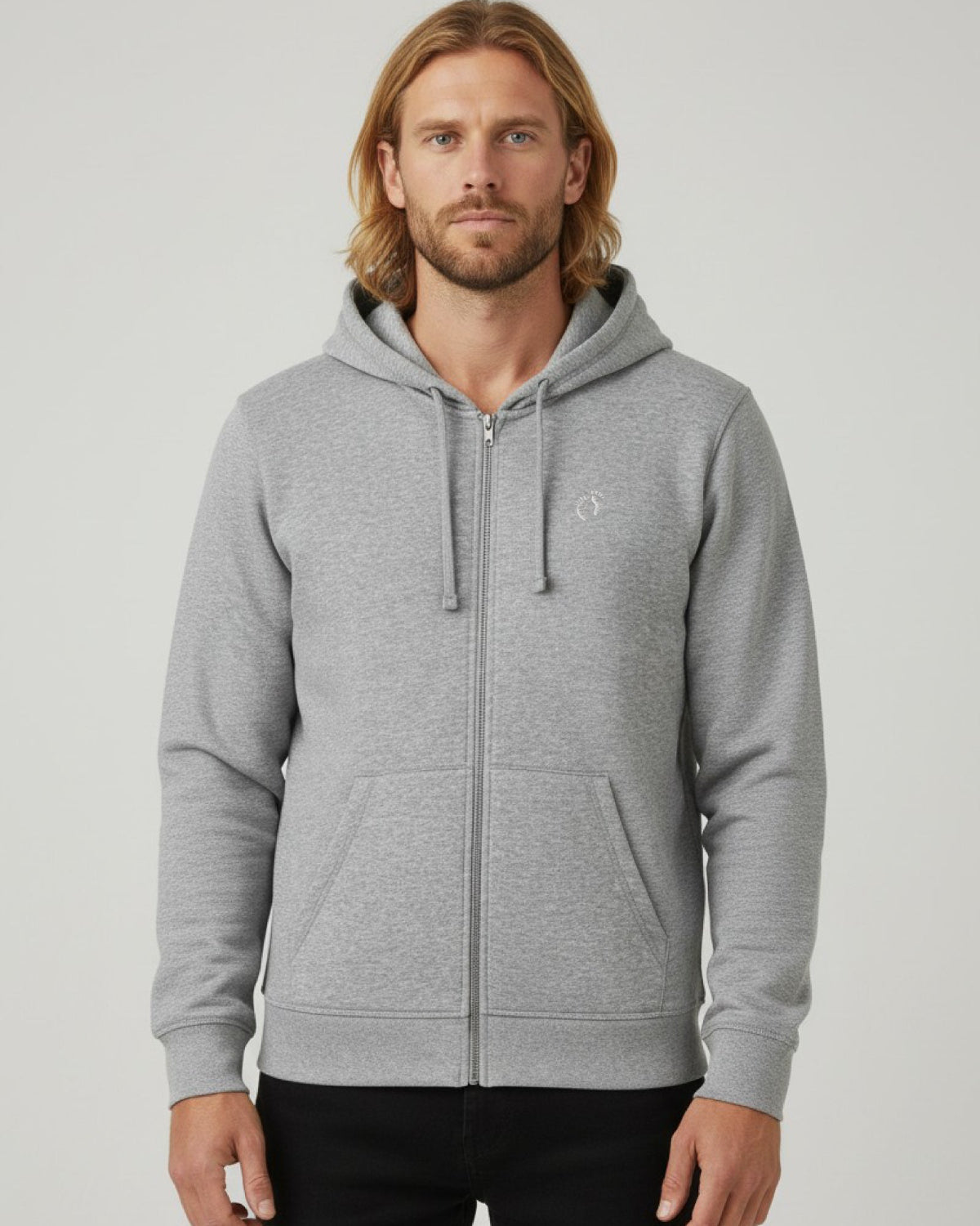 Zip Organic Cotton Hoodie - Heather Grey