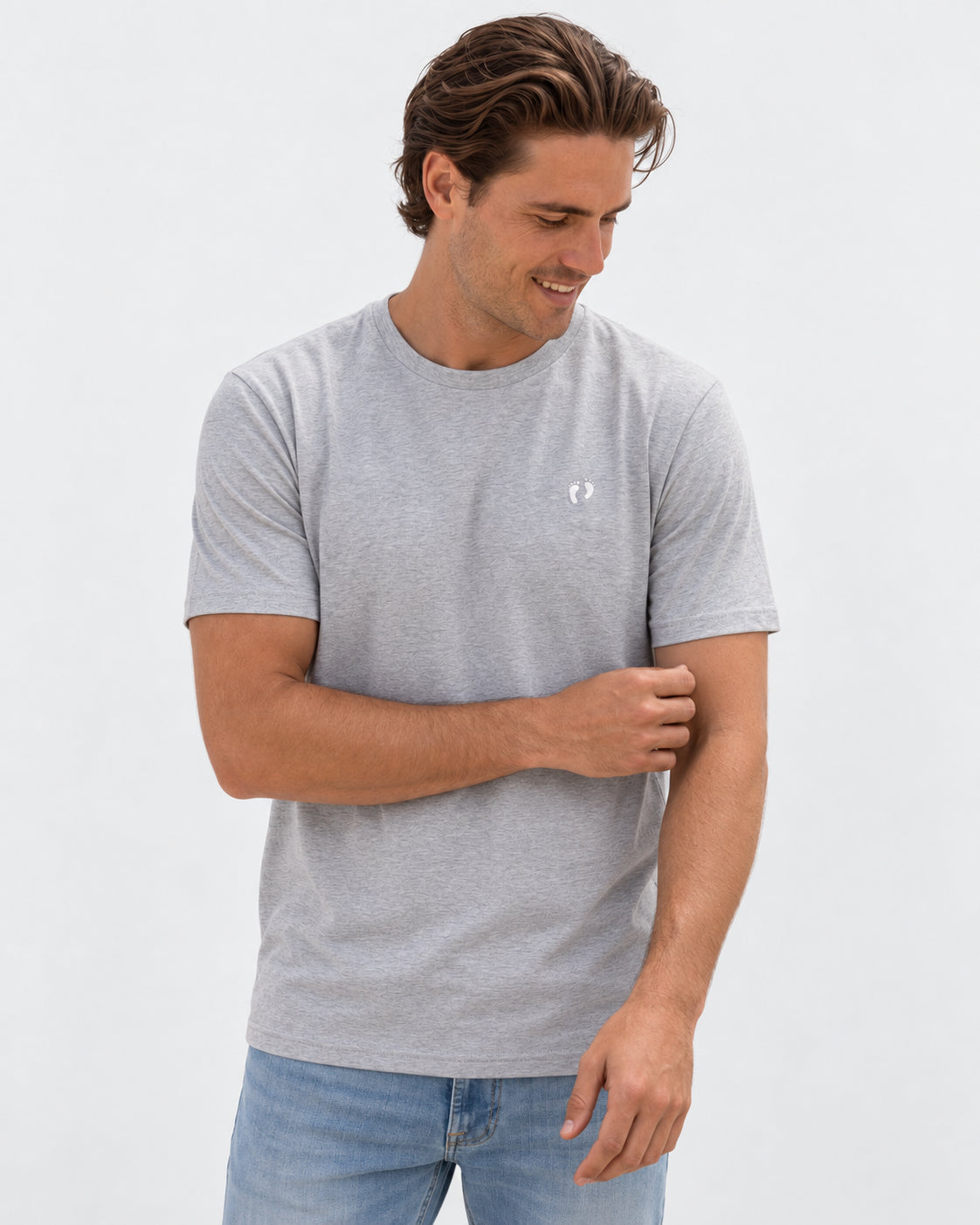 Hang Ten Icon T-shirt Heather Grey – studio front