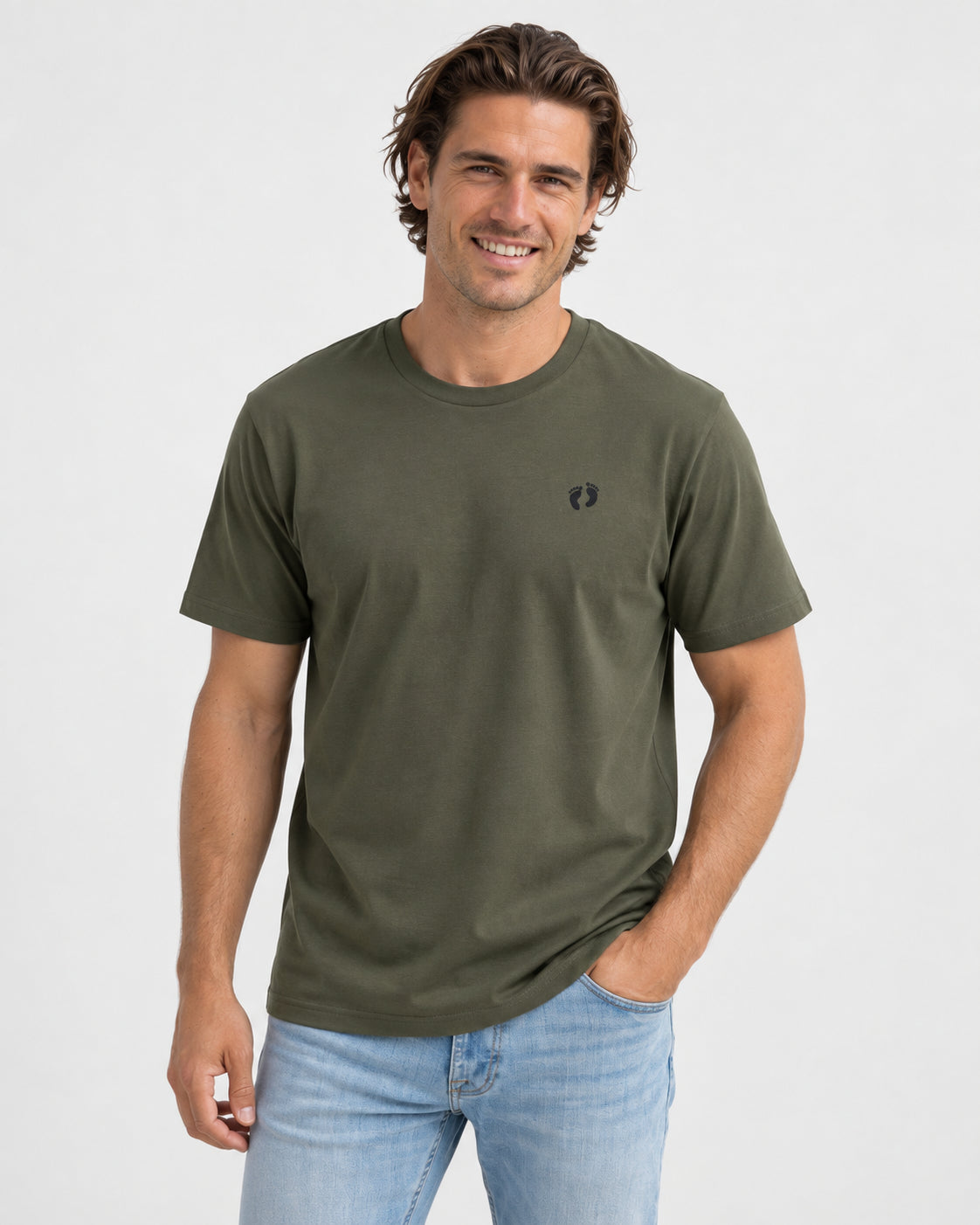 Hang Ten Icon T-shirt Khaki – studio front