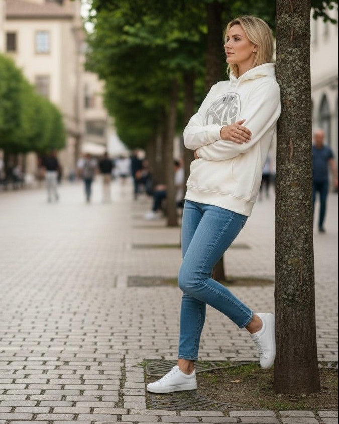 Vintage Logo Organic Cotton Hoodie - Off White W