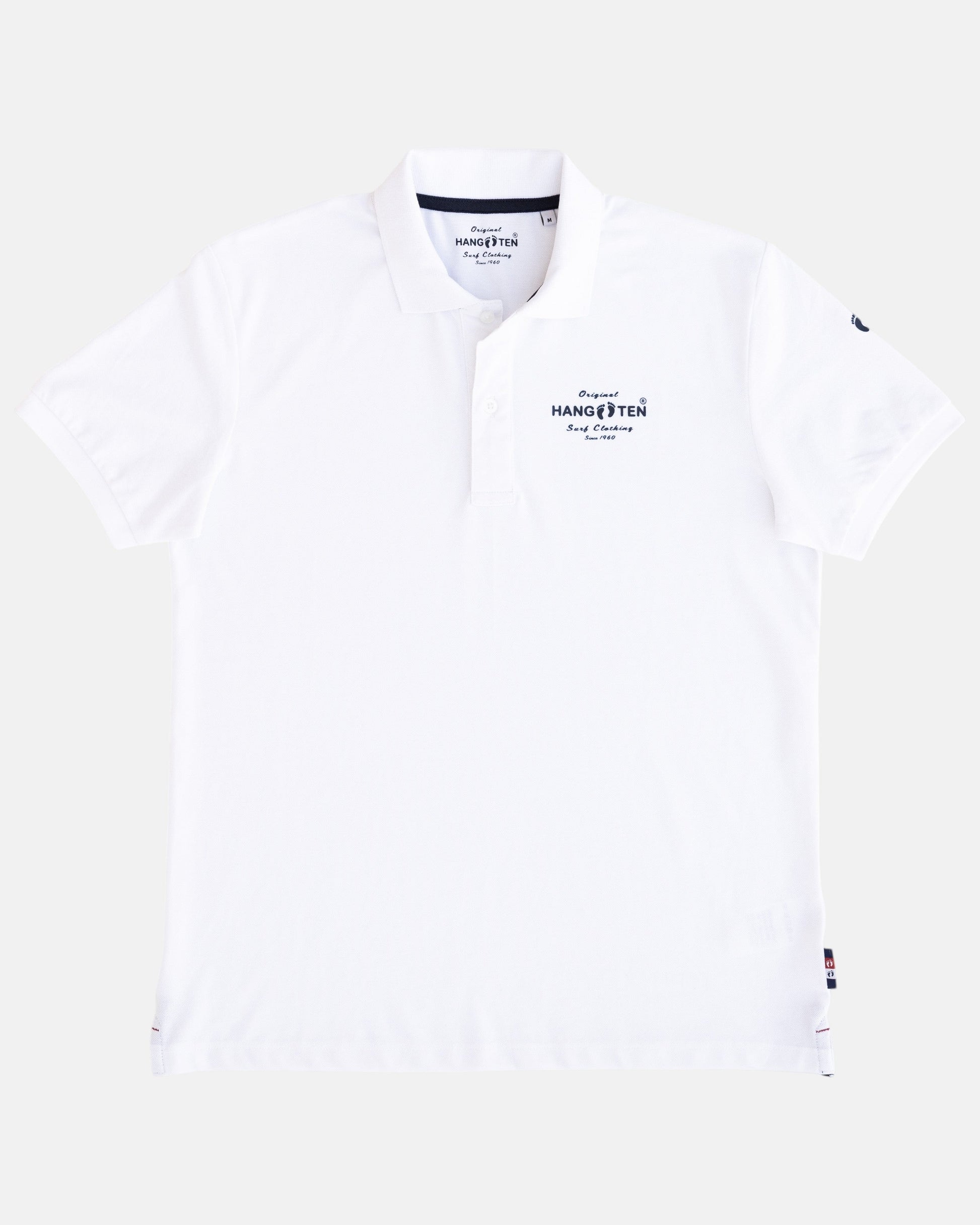 Classic Logo Organic Cotton Polo Shirt - White - Polo ShirtsHang Ten