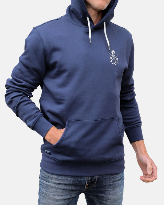 Cross Board Retro Organic Cotton Hoodie - Mood Indigo - HuvtröjorHang Ten