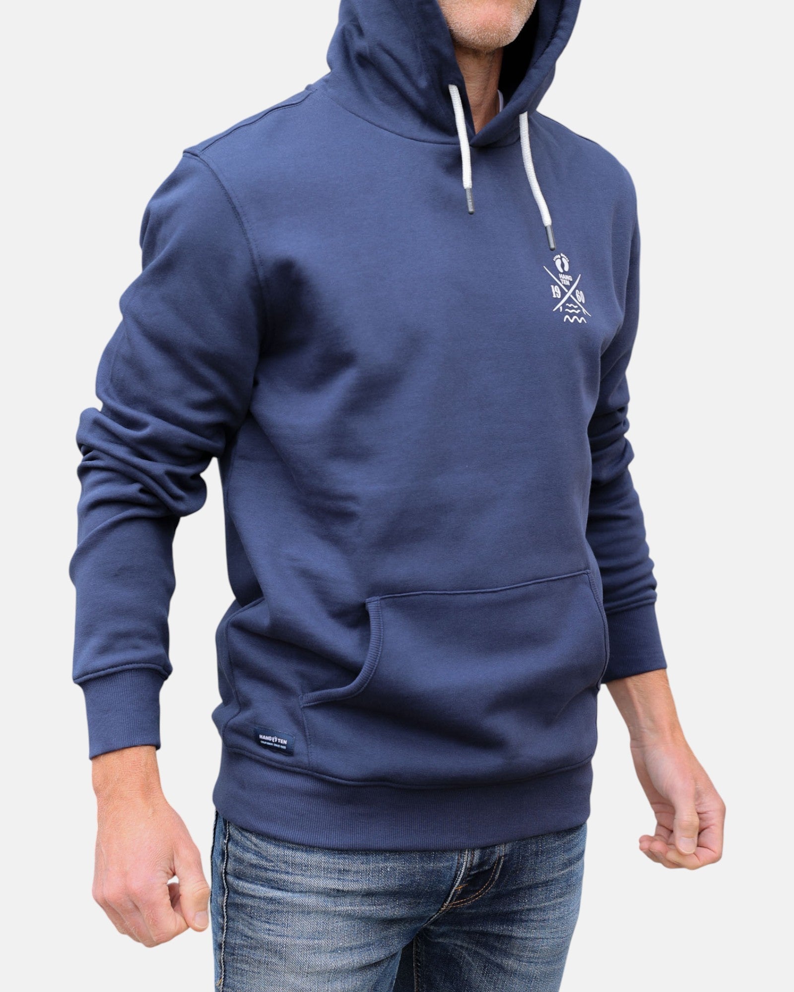 Cross Board Retro Organic Cotton Hoodie - Mood Indigo - HuvtröjorHang Ten