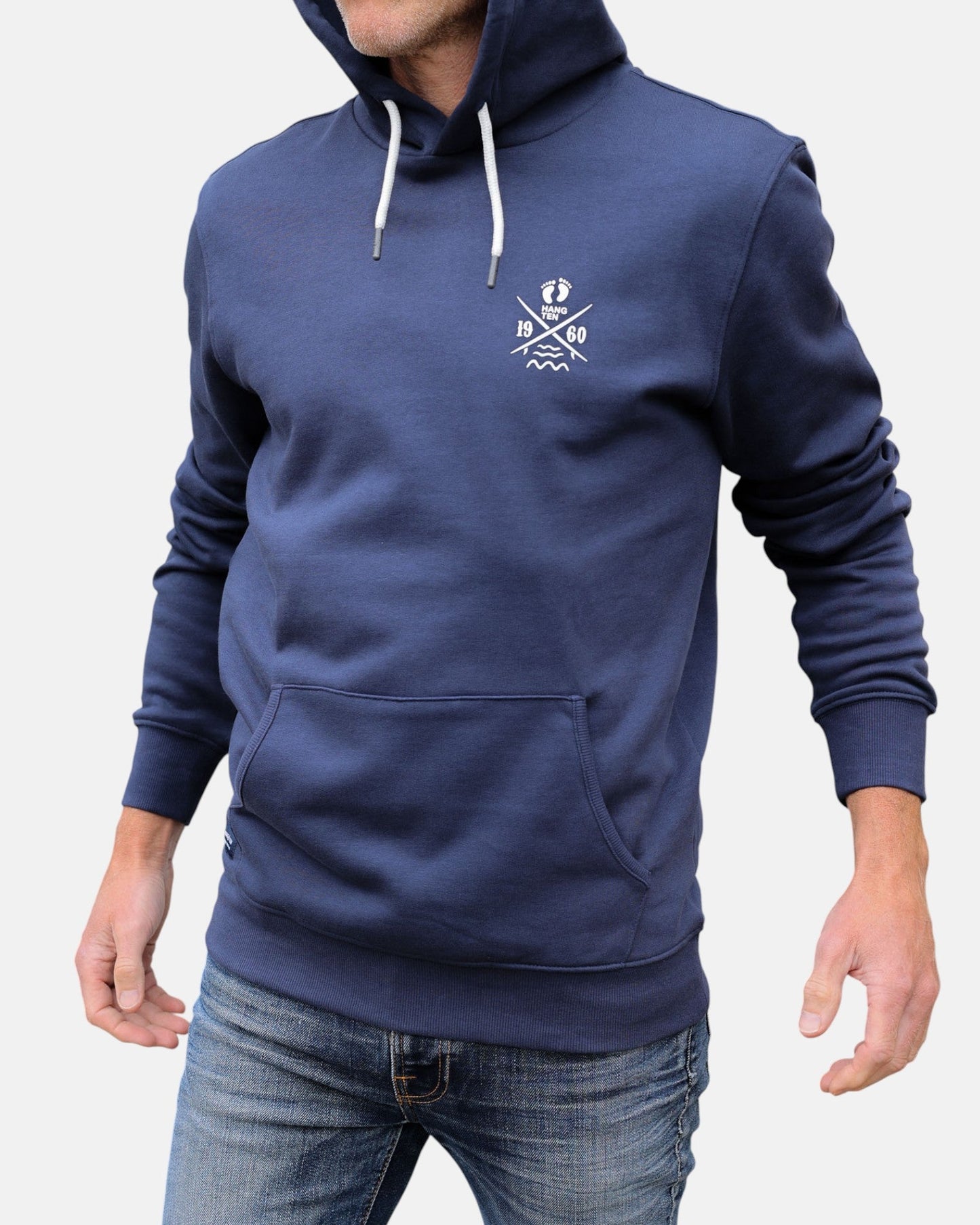 Cross Board Retro Organic Cotton Hoodie - Mood Indigo - HuvtröjorHang Ten