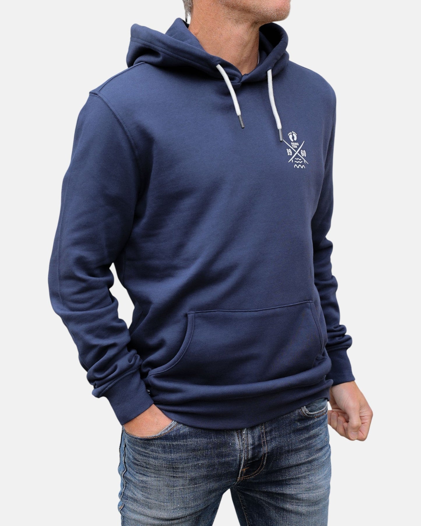 Cross Board Retro Organic Cotton Hoodie - Mood Indigo - HuvtröjorHang Ten