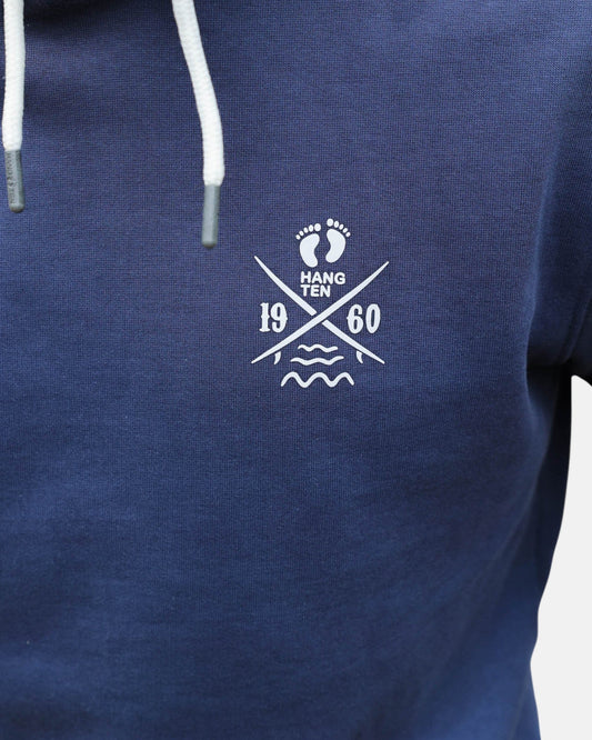Cross Board Retro Organic Cotton Hoodie - Mood Indigo - HuvtröjorHang Ten