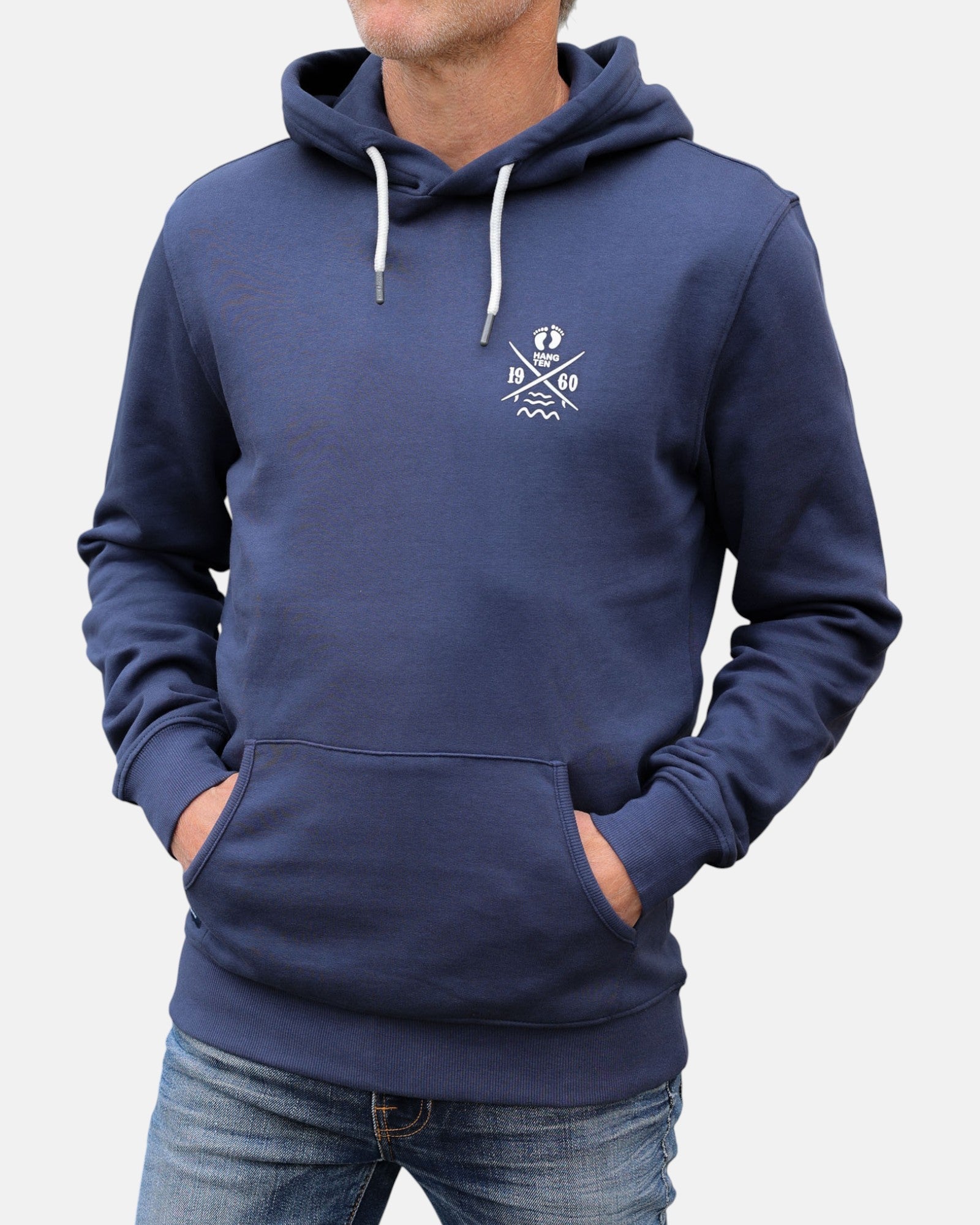 Cross Board Retro Organic Cotton Hoodie - Mood Indigo - HuvtröjorHang Ten