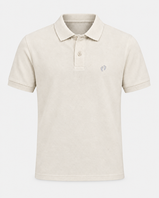 Hang Ten Icon Polo Shirt Natural Raw – framifrån, neutral #F1F1F1 bakgrund