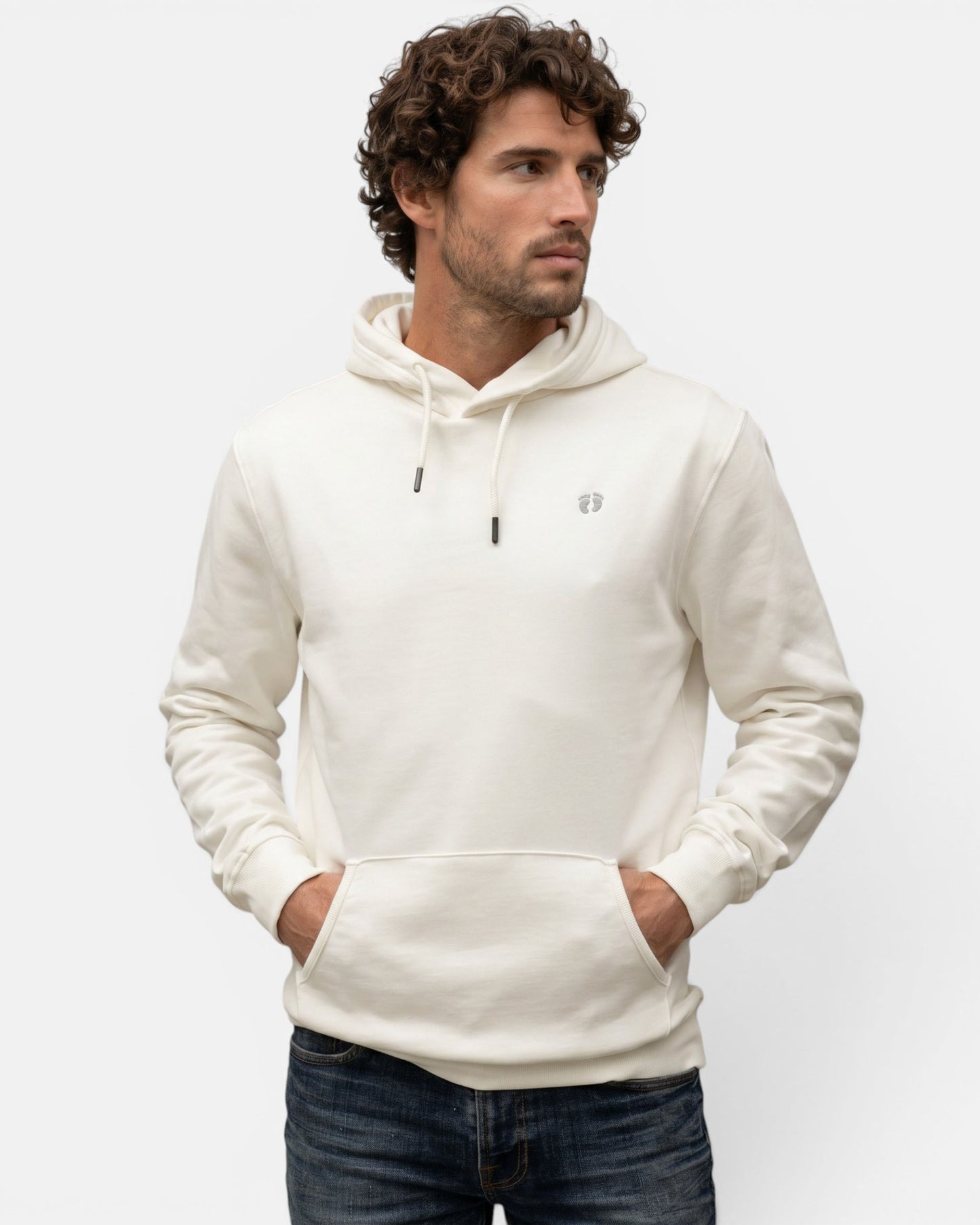 Icon Feet Organic Cotton Hoodie - Off White