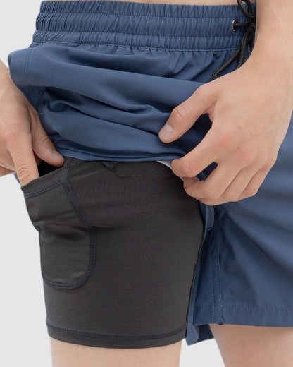 Shorts hybrides de natation avec collants intérieurs - Marine