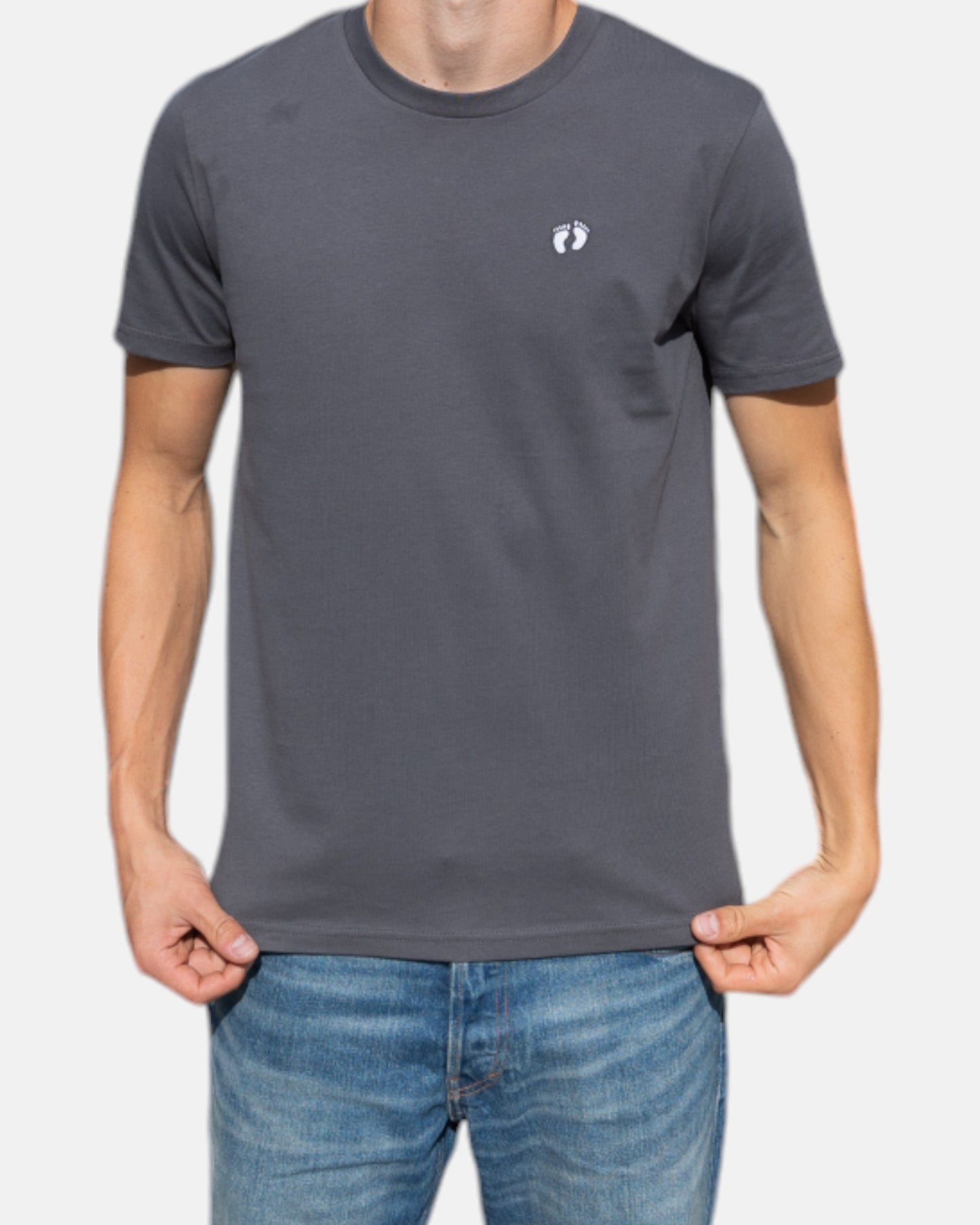 T-Shirt mit Icon-Logo aus 100 % Bio-Baumwolle – Anthrazit