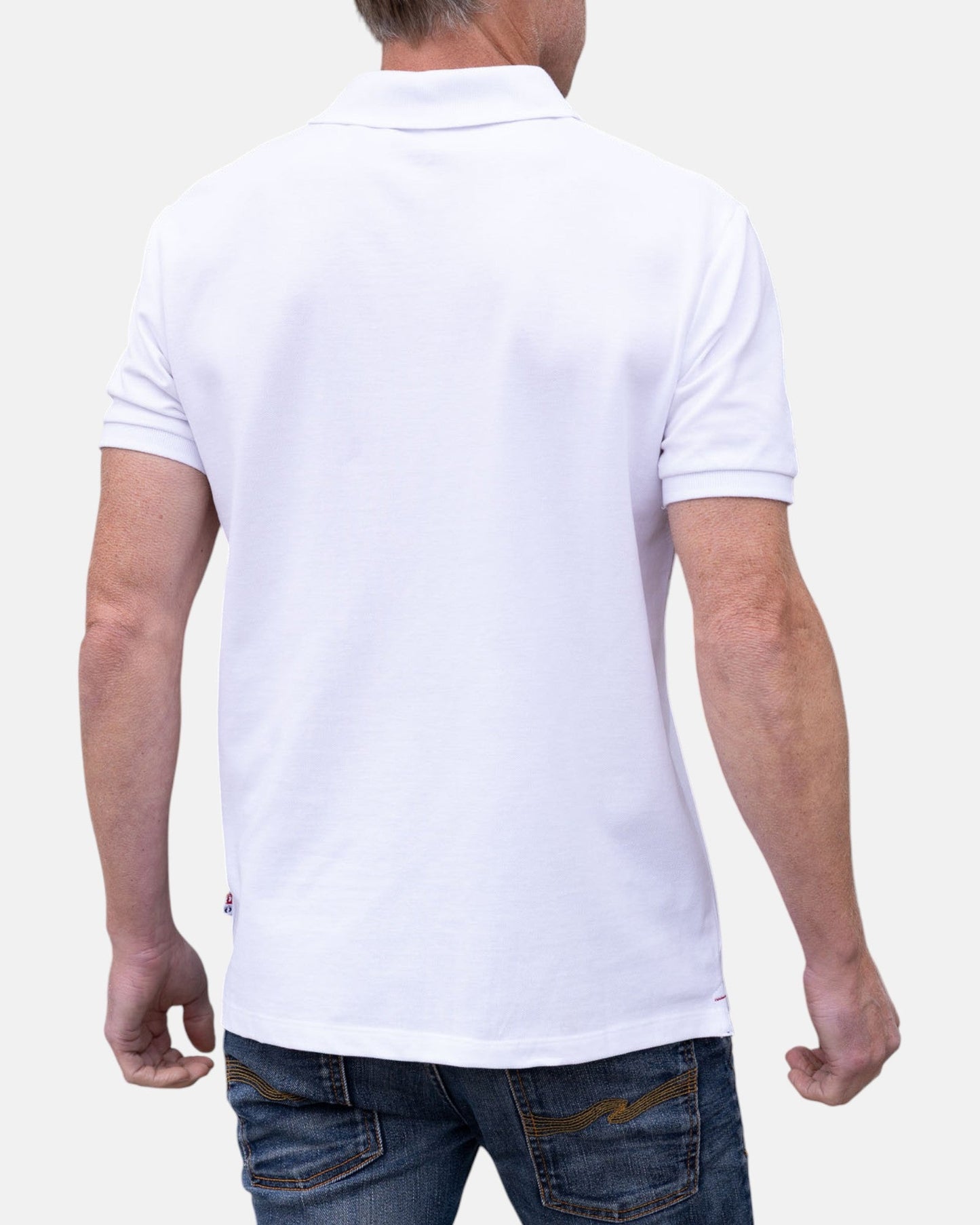 Striped Organic Cotton Polo Shirt - White - Polo ShirtsHang Ten