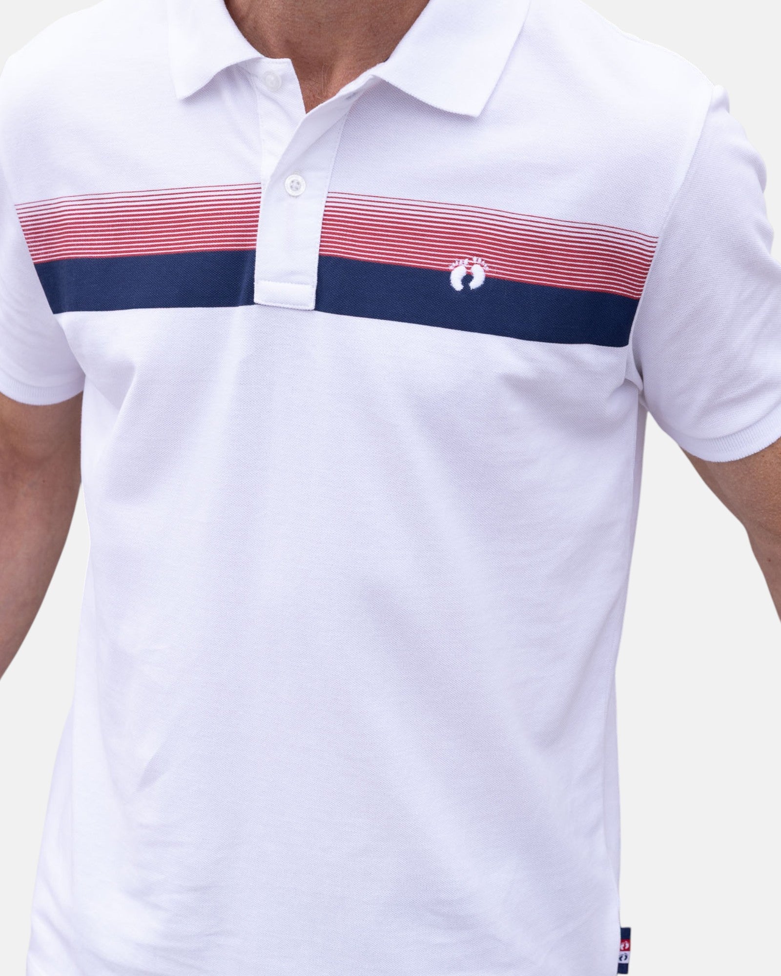 Striped Organic Cotton Polo Shirt - White - Polo ShirtsHang Ten