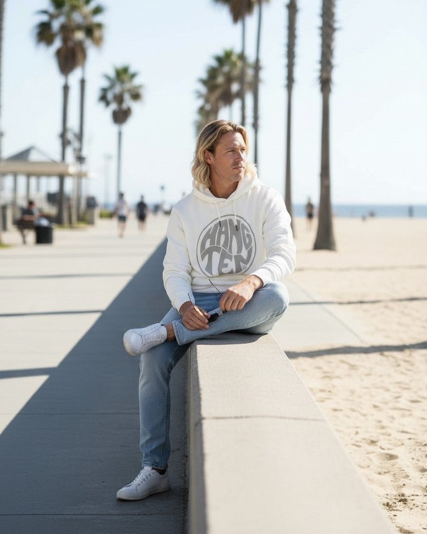 Vintage Logo Organic Cotton Hoodie - Off White - HuvtröjorHang Ten