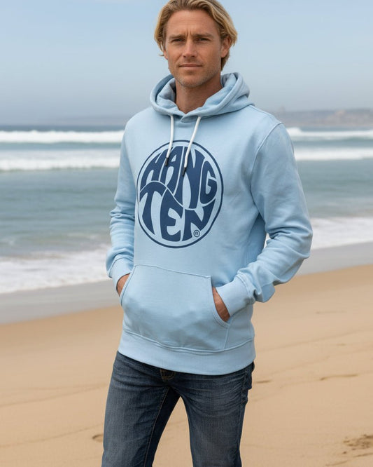 Vintage Logo Organic Cotton Hoodie - Powder Blue - HuvtröjorHang Ten