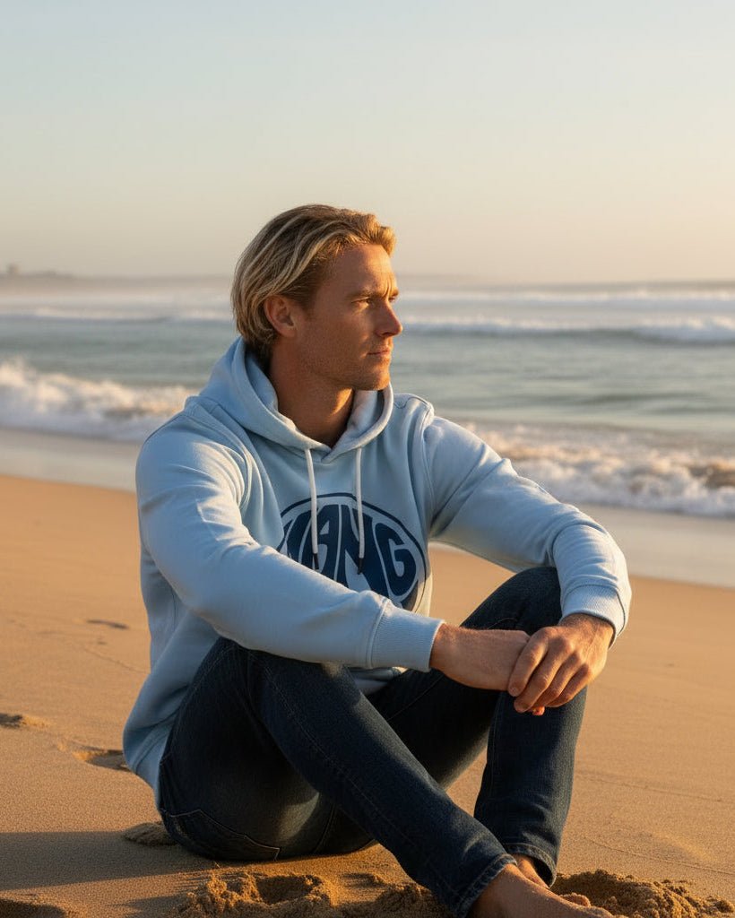 Vintage Logo Organic Cotton Hoodie - Powder Blue - HuvtröjorHang Ten