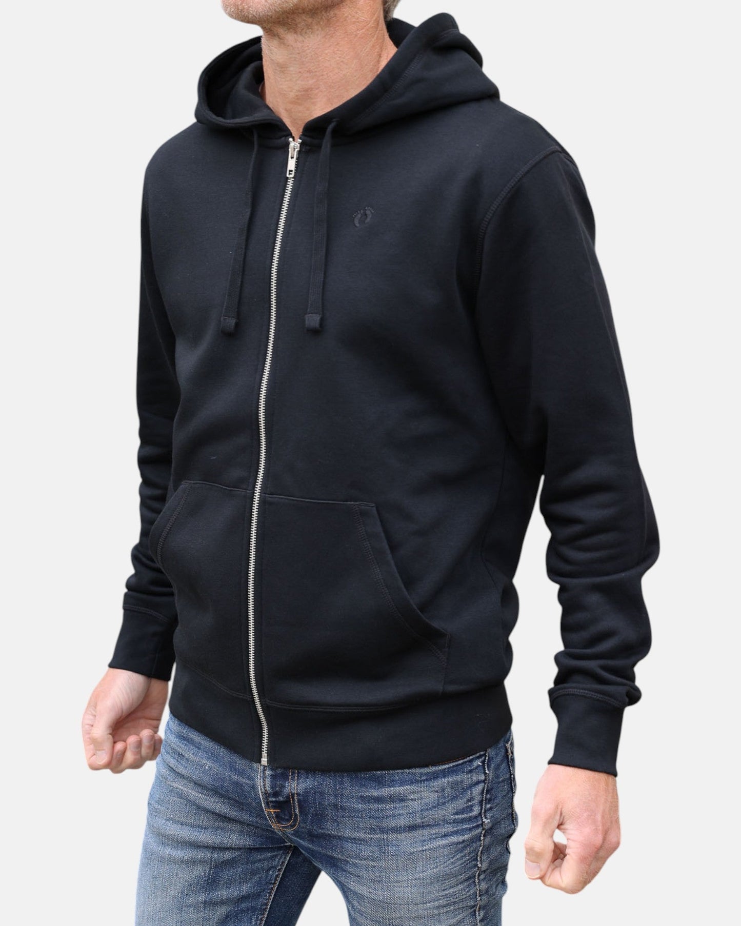 Zip Organic Cotton Hoodie - Black - HuvtröjorHang Ten