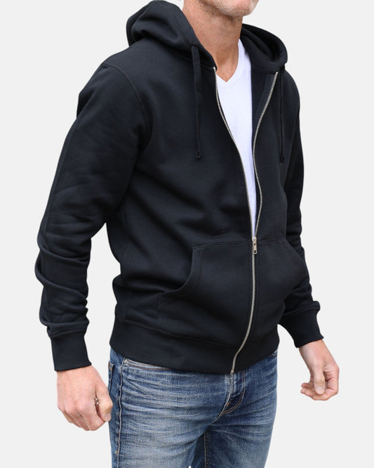 Zip Organic Cotton Hoodie - Black - HuvtröjorHang Ten