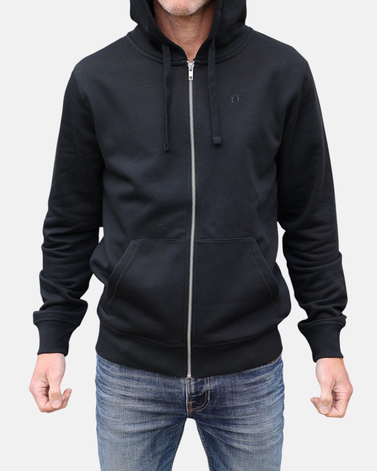 Zip Organic Cotton Hoodie - Black - HuvtröjorHang Ten