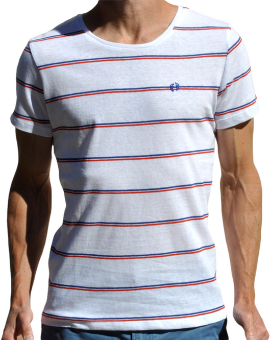 Hang Ten Striped 1978 T-shirt - Red&Blu&White